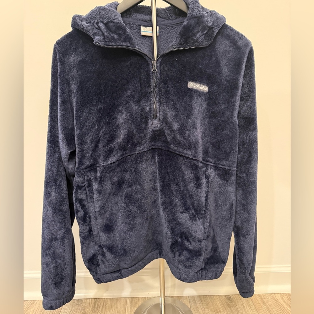 Columbia Plush Fleece Quarter Zip Hoodie – Navy – Women’s Large